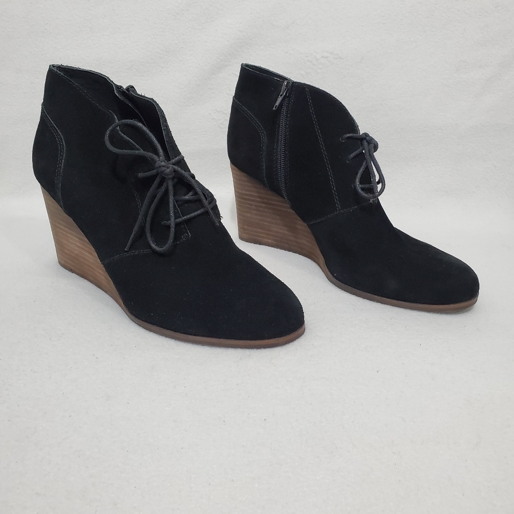 Lucky Brand Shylow Black Suede Wedge Booties